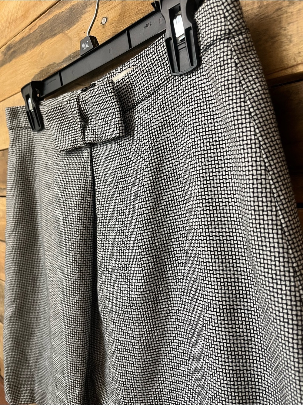 LOFT Black and White Houndstooth A-Line Skirt with Waist Bow - Picture 2 of 4